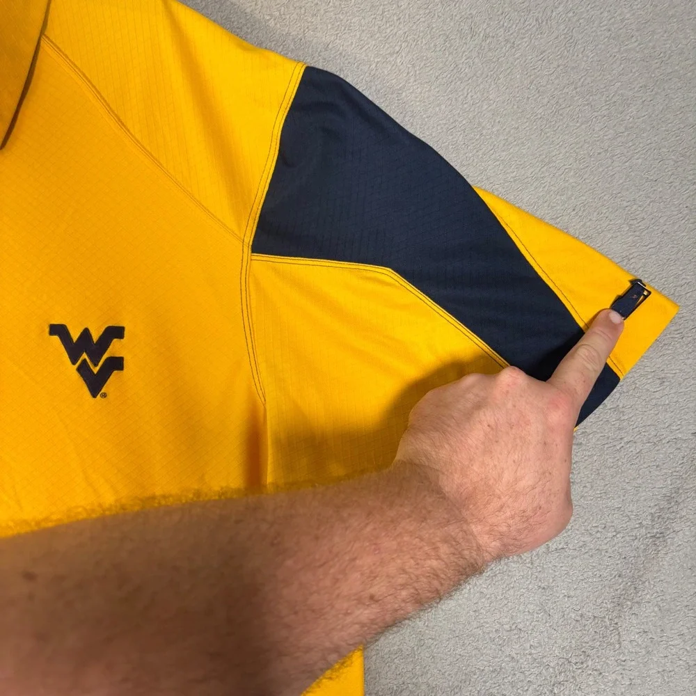 Nike Dri Fit Polo Shirt Men XL West Virginia Mountaineers Yellow Navy Athleisure